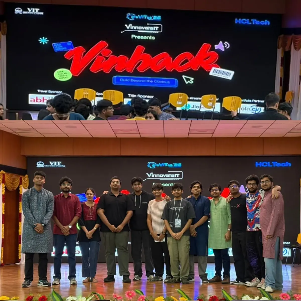 VinHack 2026 stage at VIT Vellore and the winning team line-up